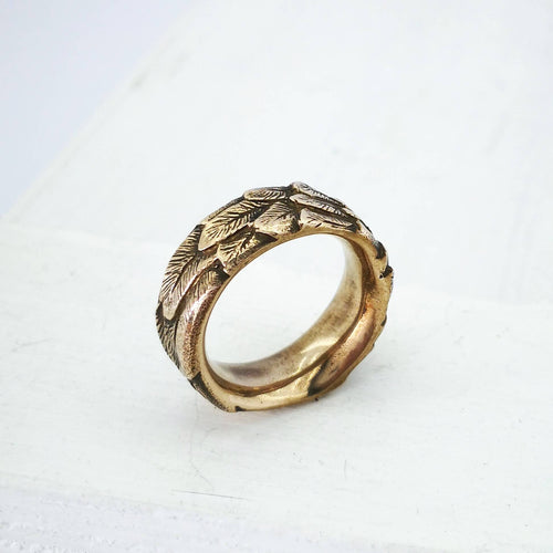 The Feather ring in antiqued bronze by The Wild. An iconic NZ jewellery brand that is hand made and beautifully finished.