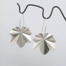 Load image into Gallery viewer, Silver Geranium Leaf drop earrings hand crafted in NZ by Luisa Farah. Quality silver jewellery available now at Mason &amp; Collins.
