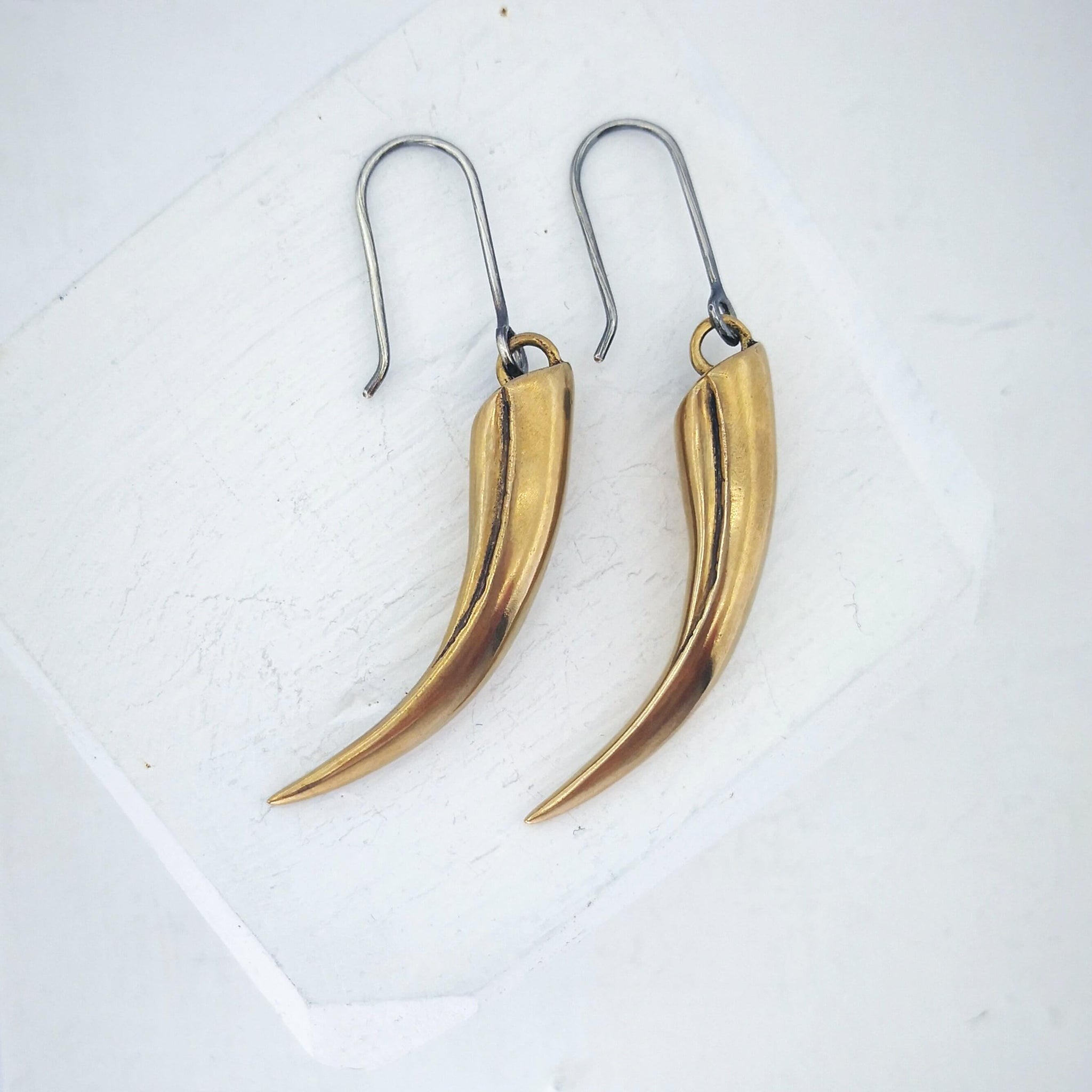 Huia Beak Earrings Bronze