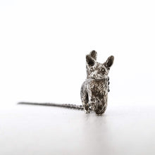 Load image into Gallery viewer, Silver Dog Pendant handmade by Vaune Mason. This cute wee dog hangs from a sturdy solid silver chain. Quality silver jewellery available at Mason and Collins.
