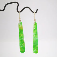 Load image into Gallery viewer, Candy Drop earrings in minty jade recycled plastic, handcrafted by NZ jeweller Fran Carter.
