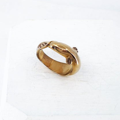 The native long-finned eel - the Tuna - as a bronze ring. Handmade NZ jewellery by Vaune Mason.