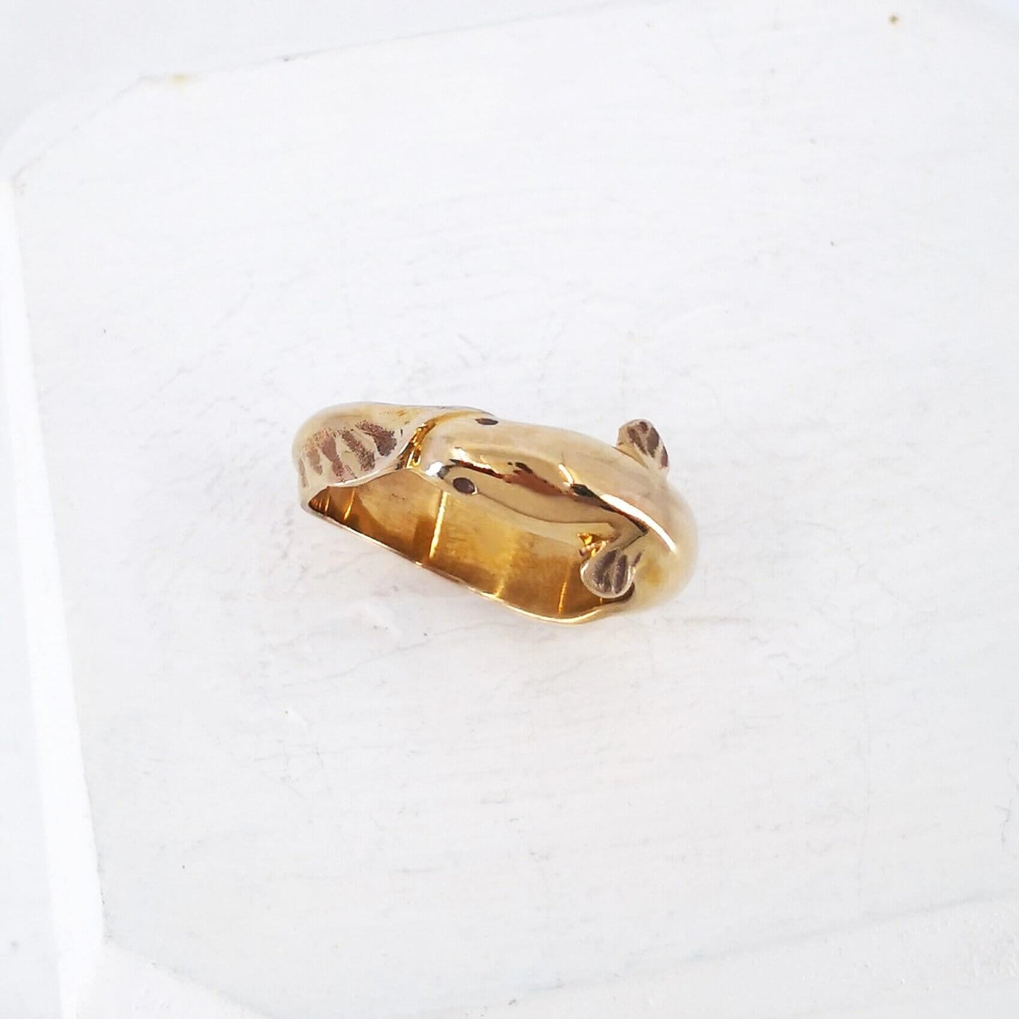 The native long-finned eel - the Tuna - as a bronze ring. Handmade NZ jewellery by Vaune Mason.