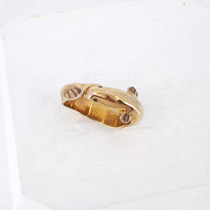 The native long-finned eel - the Tuna - as a bronze ring. Handmade NZ jewellery by Vaune Mason.