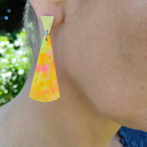 The super colourful Pineapple Punch Fan Earrings. Handmade NZ earrings have never looked so fun. By Fran Carter.