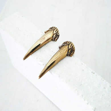 The Ruru Claw Studs in solid bronze, hand crafted in NZ by The Wild Jewellery.