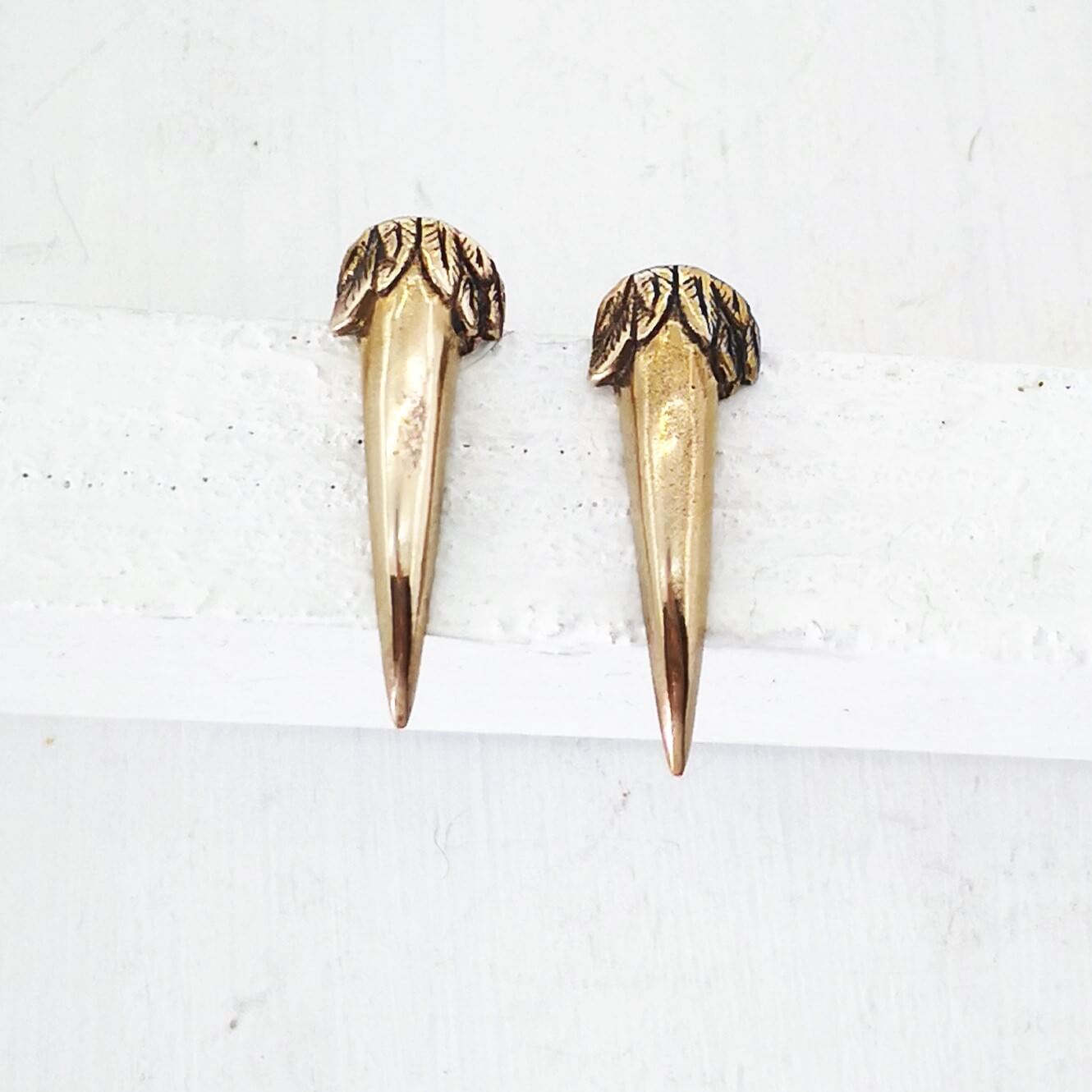 The Ruru Claw Studs in solid bronze, hand crafted in NZ by The Wild Jewellery.