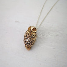 Load image into Gallery viewer, The little bronze ruru owl pendant - handmade in solid bronze by Ruru Jewellery NZ. Available at Mason and Collins Jewellery.

