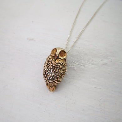 The little bronze ruru owl pendant - handmade in solid bronze by Ruru Jewellery NZ. Available at Mason and Collins Jewellery.