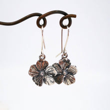 Load image into Gallery viewer, The Wild Rose earrings in silver. Handmade NZ jewellery by Rebecca Fargher. 
