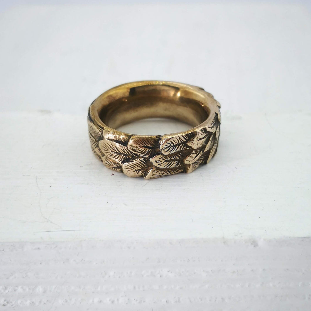 The Feather ring in antiqued bronze by The Wild. An iconic NZ jewellery brand that is hand made and beautifully finished.