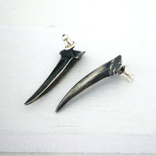 Load image into Gallery viewer, The Ruru Claw Studs in oxidised silver, hand crafted in NZ by The Wild Jewellery.
