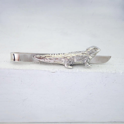 The Tuatara Tie Slide is hand crafted in sterling silver by The Wild Jewellery NZ.