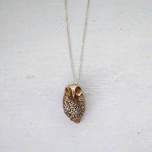 Load image into Gallery viewer, The little bronze ruru owl pendant - handmade in solid bronze by Ruru Jewellery NZ. Available at Mason and Collins Jewellery.
