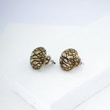 Load image into Gallery viewer, Tuatara Studs in solid bronze and sterling silver, handmade by The Wild Jewellery. These studs are inspired by the texture of the rare Tuatara, a reptile found only in NZ.
