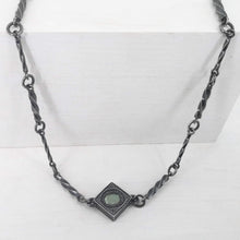 Load image into Gallery viewer, This statement necklace handcrafted by NZ jeweller Vaune Mason features hand-twisted silver chain links and a one-of-a-kind setting.
